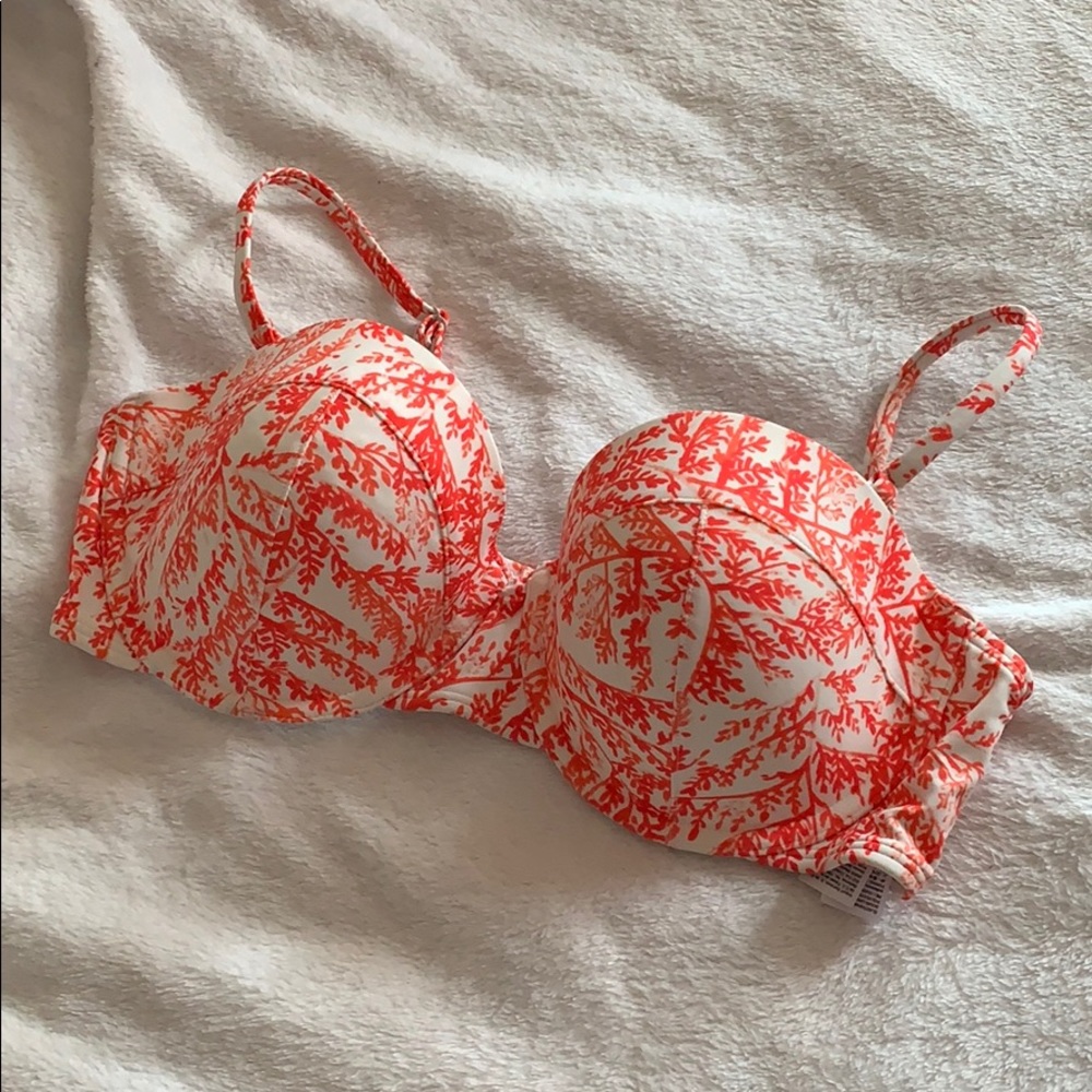 Orange flower patterned old navy bathing suit top